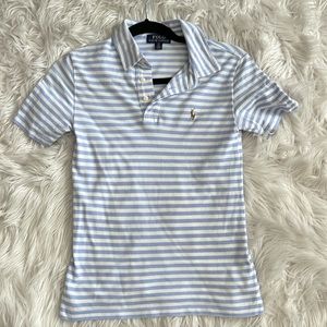 Ralph Lauren Boys Blue & White Striped Polo Size S (8)